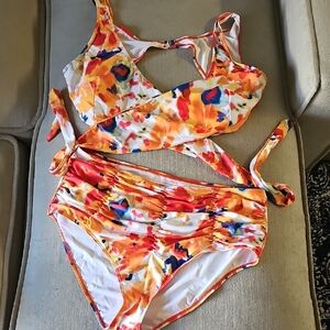 Colorful Floral Swimsuit Set Size XXL